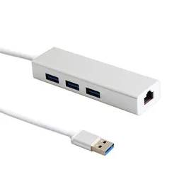 전자 장치 USB 3.0에서 RJ45 LAN 카드 기가비트 이더넷 네트워크 어댑터 케이블을위한 3 개의 포트 허브가있는 Mac-Book 노트북 모바일 PC