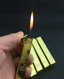Bullion Shape Lighter Creative Metal Gold Bar Refillable Butane Gas Lighter Flame Cigarett Lighter8229064