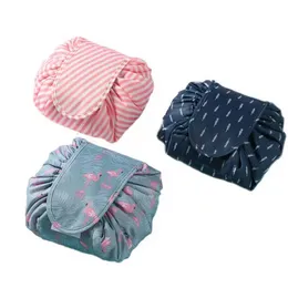Lazy DrawString Cosmetic Bag Women 20 Colors Polyester Makeup Bags Waterproof Portable Travel Organizer Storage Magic Pouch P1209