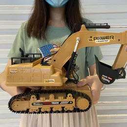 Electric/RC Car 1/18 Truck Excavator 2.4G Radiokontrollerad Crawler Tractor Model Engineering Digging Sound Sound Toys for Boys 221209