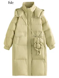 Mulheres Down Parkas FSLE 211G Capacidade de Enchimento Destacável Saco de Coelho Design Mulheres Sólidas Duck Down Jaquetas Inverno Longo Quente Jaqueta 221208