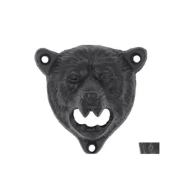Openers 50Pcs/Lot Black Cast Iron Beer Opener Wall Mounted Durable Cute Bear Design For Home Drop Delivery Garden Kitchen Dining Bar Dhue3