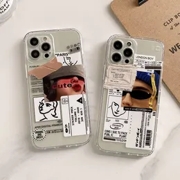 Прозрачный корпус мобильного телефона персонажа для iPhone 14 13 12 11 Pro XS Max X XR 7 8 плюс мягкая силиконовая линза защищает крышку