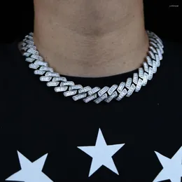 Choker Men Women 19mm Wide Square Cubic Zirconia Cuban Chains Hip Hop Iced Out Bling Jewelry Gold Silver Color Necklace