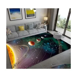 カーペット宇宙宇宙惑星 3D フロアカーペットリビングルーム大型フランネルソフト寝室の敷物子供男の子トイレマットドアマット 2 Dhddo