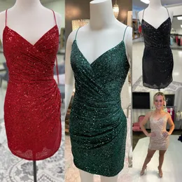 Sequin nye parti elbisesi 2023 Lady Kısa Resmi Etkinlik Kokteyl Hoco Elbise Kulübü Gece Gece Pageant Röportaj Gala Tatili Artı Seksi Kılıf 11-Renkleri Avcı Altın