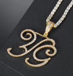 Nome personalizzato Lettere corsive Necclana Ciondolo Gold Silver Men Women Fashion Hiphop Rock Jewelry con corda Chain4437377