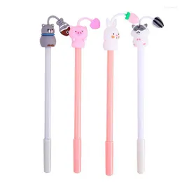 4pcs الإبداعية Kawaii Cartoon Gel Pen 0.5mm أسود إعادة ملء الأقلام القلادة اللطيفة كتابة الطالب قرطاسية الأطفال اللوازم المدرسية