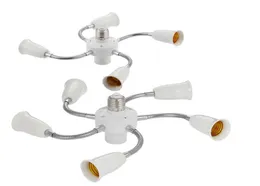 Einstellbarer weißer E27 -Basis -Leuchtsteck -Splitter -Schwanenhals -LED -Lampenbirnenhalter -Konverter mit Verlängerungsschlauch 3 4 5 Wege Adapter8234697