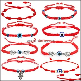 Chain 2021 Red Rope Braided Bracelets For Women Men Fashion Lucky Handmade Fatima Hand Evil Blue Eye Elephant Tortoise Pendants Wove Dhxds