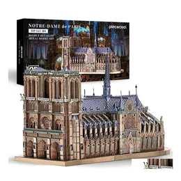 Blocks Placeecool 3D metalowe łamigłówki Jigsaw Notre Dame Cathedral Paris DIY Zestawy budowlane Zabawki do Adts Prezenty urodzinowe 221019 Drop DH28F