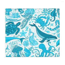 Table Mats Dish Drying Mat For Kitchen Drainer Blue Underwater Sea Life Boundless Background Microfiber Cushion Pad Dinnerware