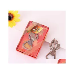 Openers Wholesale 100Pcs Copper Maple Leaf Beer Bottle Opener Bar Tool Wedding Favors Souvenirs Gifts Party Supplies Sn2638 Drop Del Dhybc