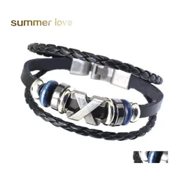 Altri Bracciali X Bracciale Per Uomo O Donna Vintage Fatto A Mano Mtilayer Pelle Lega Tessuto Pu Perline Braccialetto Personalità Gioielli Drop De Otkom