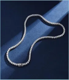 ペンダントネックレスReal 4mm with Gra 925 Sterling sier Moissanite Tennis Necklace Women Men Chain Fine Jewelry Drop Delivery 2022 N1330120