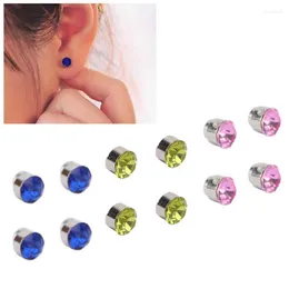 Backs Earrings 6 Pairs 4mm Zircon Magnet Clip On Green Rose Red Royalblue Acupressure For Women Men