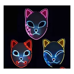 Party Masks Demon Slayer Mask Halloween Japanese Cosplay Costume LED Festival Favor Rekvisita Drop Delivery Home Garden Festive HomeFavor Dhjmg