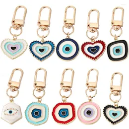 Nyckelringar Ornament Boho bil nyckelringväska hänge handväska ond öga nyckelring blå kedja oregelbunden hjärtknappning