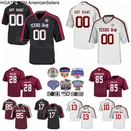 NCAA Am Texas Aggies Football College 28 Isaiah Spiller Jersey 6 Devon Achane 0 Ainias Smith 85 Jalen Wydermyer 10 Zach Calzada Haynes King preto vermelho branco