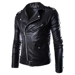 Men Fashion Pu Leather Stuck Spring Autumn Style British Style New Gen Leather Stuct Jacket Motorcycle Jacket Male Black Brown M-3XL216G