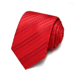 Bow Ties Red Jacquard Weave Striped For Men 7cm Slim Groom Wedding Party Men's Slips Formella kostymer Tuxedo Neck slips med presentförpackning