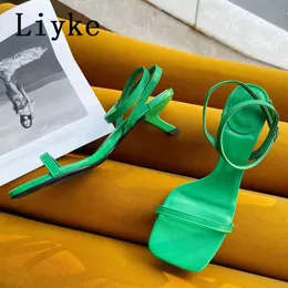 الكاحل بوكلي 2022 Liyke Strap Sandals Women Summer Fashion Gladiator Low Thin Thigh