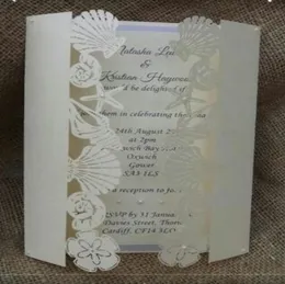 Romantische holle zeestar shells bruiloft uitnodigingskaarten gepersonaliseerde feest afdrukbare uitnodigingskaart met envelopkaart voor 200 P7543474