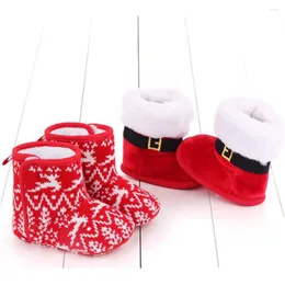 최초의 워커 출생 소프트 싱크 방지 안티 슬리퍼 유아 아기 신발 따뜻한 슬리퍼 발 양말 크리스마스 부츠