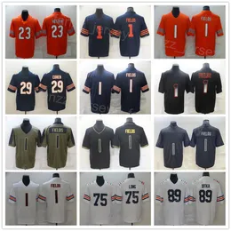 Männer Fußball 1 Justin Fields Trikot 29 Tarik Cohen 89 Mike Ditka 23 Devin Hester Hyphenation Shadow Smoke Army Green Salute to Service Color Rush Marineblau Orange Team