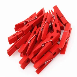 High quality 25mm Size Color Wooden Photo Clothespin Craft Decoration Clips School Office paperclips colored paper clips