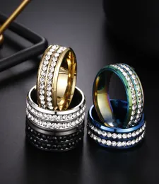 Due file Anelli in acciaio inossidabile Diamond Rings Anello nuziale Anelli da uomo Anelli di moda Jewery Will and Sandy Gold Rainbow 0804624157924