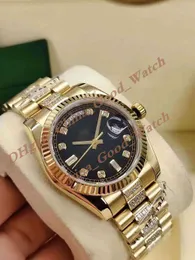 Factory Men Watch 2813 Automatic Movement Classic 36MM YELLOW GOLD CHAMPAGNE Diamond Bracelet Strap 128238 Wristwatch With New Original Box Diving Watches