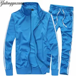 2019 Limited Tracksuit Mens Pure Color 2 -delige set herfst warme lange mouw hoodie rits zijkant streep casual tracksuits2482