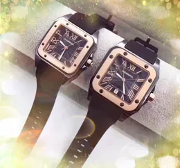 Paar Frauen Männergenträger Luxus Uhren braun schwarzgrüne Gummi -Gummi -Mode -Armbandwellen -Dial Tank Designer Relogio Montr255j