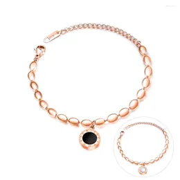 Braccialetti a maglie Braccialetti a catena con perline in acciaio inossidabile con ciondoli alla moda per donna Gioielli in linea estesa color oro rosa