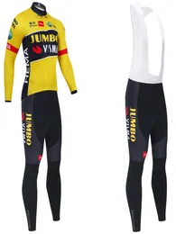 Team 2022 Jumbo Winter Cycling Jersey 20D Pants Mtb Maillot Thermal Fleece Bike Jacket Downhill Pro Mountain Bicycle Clothing Suit9630161