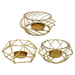 Candle Holders 3D Geometryczne złoto polerowane Tealight Stół