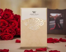 Chic New 50lo White Flower Wedding Invitations Cards Laser Cut Invitation Paper1526555