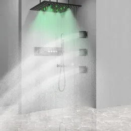 LED stała temperatura cyfrowa wyświetlacz prysznicowy zestaw łazienki 16 -calowy deszcz mgły prysznic LED z masażem strumienia