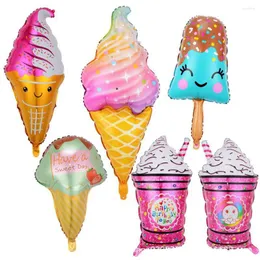 파티 장식 2-4 PCS 거대한 도넛 아이스크림 헬륨 호일 풍선 콘 원뿔 하와이 소녀 생일 베이비 샤워 장식