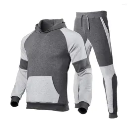 Men's Tracksuits Men Tracksuit Contrast Color Breathable Exercise Big Patch Pocket Spring Sweatpants Autumn Hoodie Pants Suit For Gym