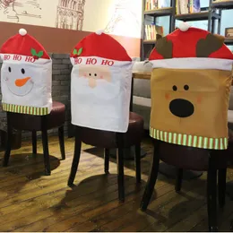 Chair Covers Santa Claus Snowman Cover Nonwoven Christmas Decorations Dinner Xmas Cap Backrest Deco Coating Home Decoration