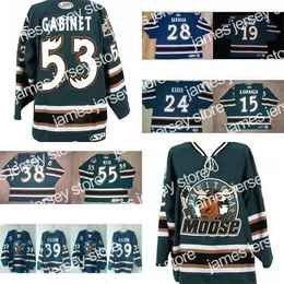 College Hockey Wears Nik1 2017 New AHL Uomo Donna Bambini Manitoba Moose 24 Keefe 15 Pat Kavanagh 19 Savage 100% Ricamo Maglie personalizzate per hockey su ghiaccio Goalit Cut