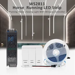 WS2811 2835SMD 24V DC Running Water LED Strip Flowing Light Wireless Controller Horse Race LED Flexible Lamp Ribbon 120Leds/M IP30 10M 15M Kit