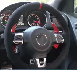 Car Steering Wheel Cover Suede For Car Accessories Volkswagen Golf 6 GTI MK6 VW Polo GTI Scirocco R Passat CC R-Line 2010