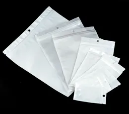 Klar och vita pärlplastpåsar Poly Opp Packing Zipper Zip Lock Retail Packages PVC Bag för fall