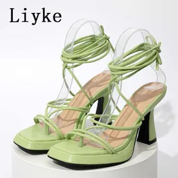 Лодыжка New Liyke 2022 Платформа Cross Sandals ремешок Женщины ущипнуть узкую полосу шнурки на высоких каблуках женские туфли для вечеринок Purple T221209 341