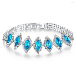 Bangle Vintage Charms Korean Style Gold-plated Blue Crystal Bracelet For Women Bijoux Femme Chain Buckle Is Easy To Wear