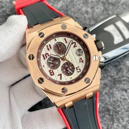 GD Factory Royal Silver Watches Luxury Watch Automatic Movement Meadical Red Red Rubber Strap Mechanical Men Happhire Starches with boxes