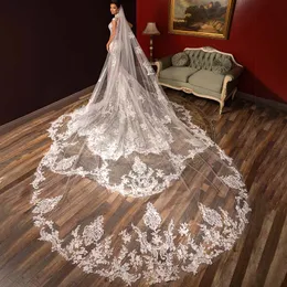Nuovi veli da sposa di lunghezza reale bianco avorio champagne cattedrale lunghi impacchi appliques pizzo accessori da sposa su misura